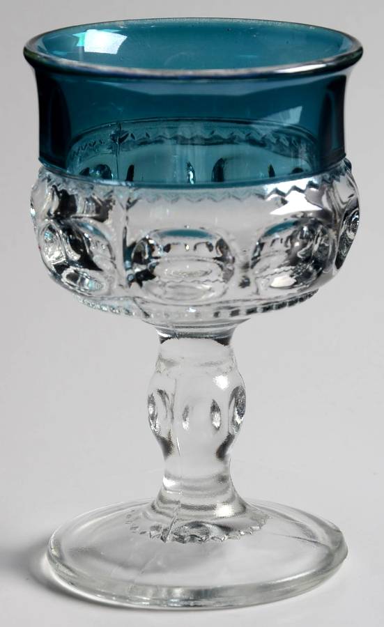 King's Crown-Blue Flashed (Top Only) Liquor Cocktail by Tiffin-Franciscan-1