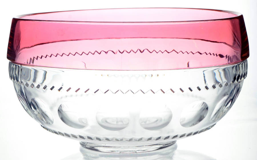 King's Crown-Cranberry Flashed (Top Only) Punch Bowl by Tiffin-Franciscan-1