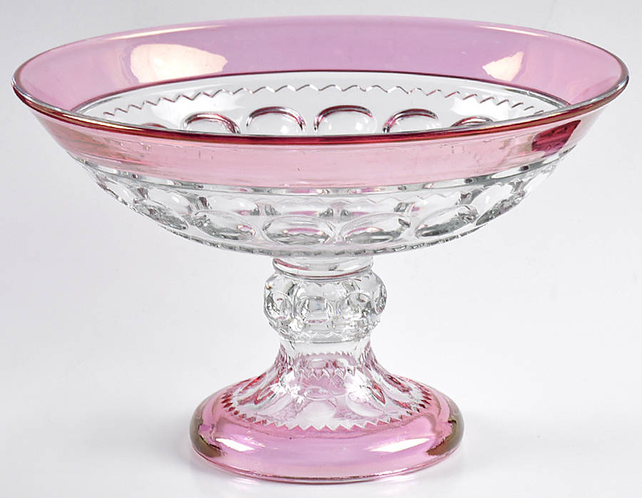 King's Crown-Cranberry Flashed (Top Only) Round Compote (Height X Width) by Tiffin-Franciscan-1