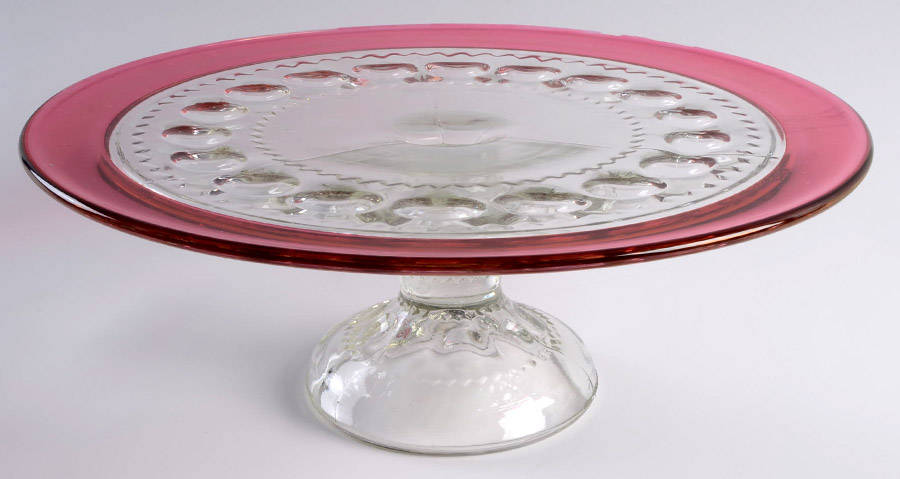 King's Crown-Cranberry Flashed (Top Only) 12" Diameter Cake Stand/Pedestal by Tiffin-Franciscan-1