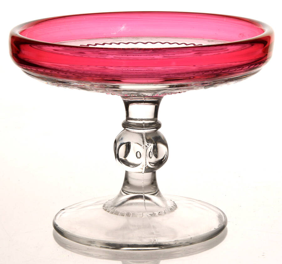 King's Crown-Cranberry Flashed (Top Only) Round Compote (Height X Width) by Tiffin-Franciscan-1