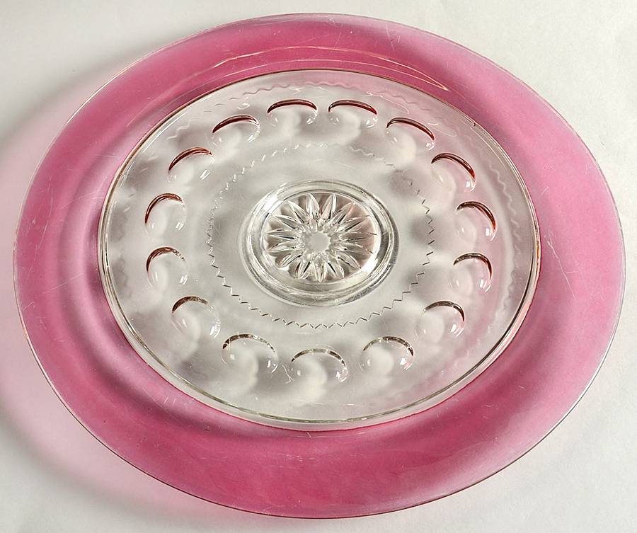 King's Crown-Cranberry Flashed (Top Only) Torte Plate by Tiffin-Franciscan-1