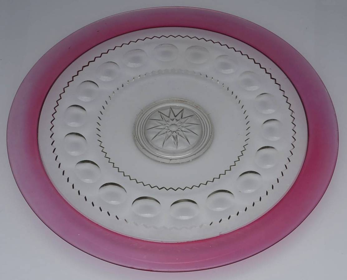 King's Crown-Cranberry Flashed (Top Only) 23" Torte Plate by Tiffin-Franciscan-1