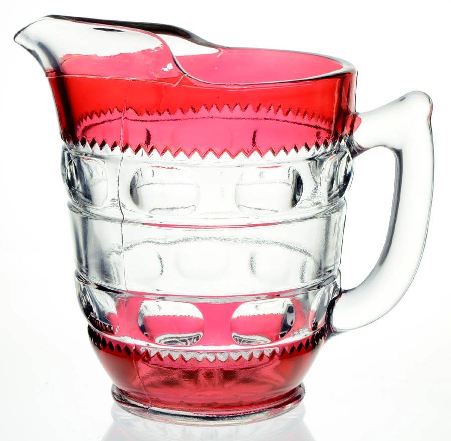 King's Crown-Cranberry Flashed (Top Only) 56 Oz Ice Lip Pitcher by Tiffin-Franciscan-1
