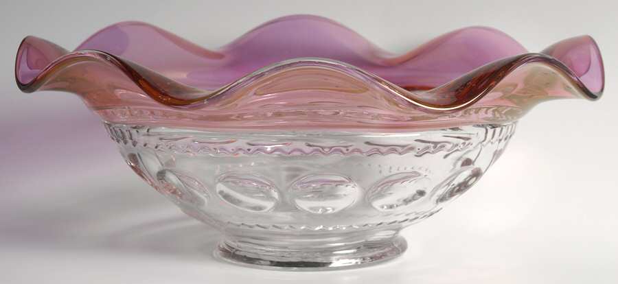 King's Crown-Cranberry Flashed (Top Only) Crimped Bowl by Tiffin-Franciscan-1