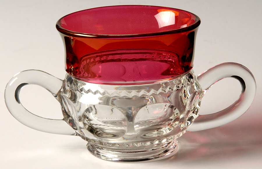 King's Crown-Cranberry Flashed (Top Only) Sugar-Open by Tiffin-Franciscan-1