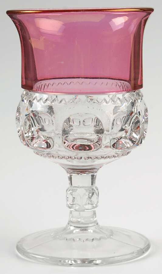King's Crown-Cranberry Flashed (Top Only) Water Goblet by Tiffin-Franciscan-1
