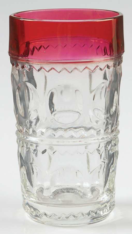 King's Crown-Cranberry Flashed (Top Only) Highball Glass by Tiffin-Franciscan-1