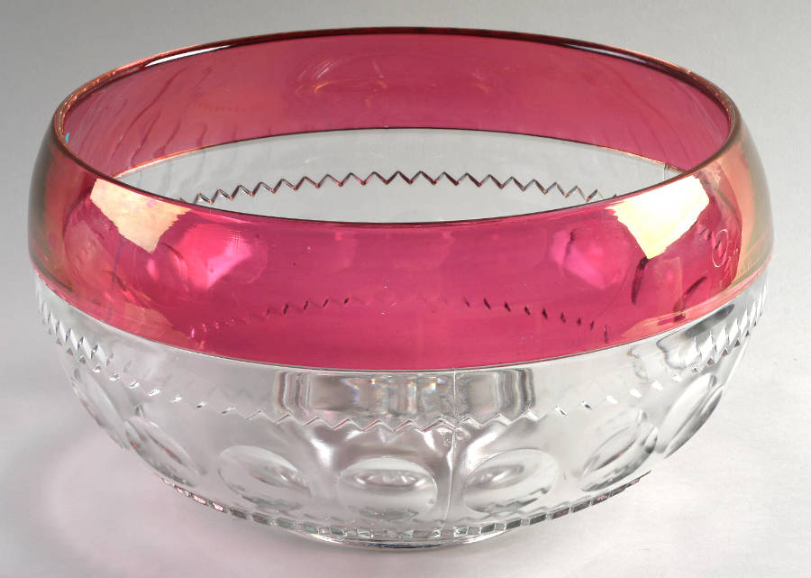 King's Crown-Ruby Flashed (Top Only) Cupped Punch Bowl by Tiffin-Franciscan-1