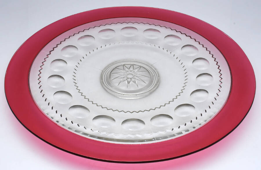 King's Crown-Ruby Flashed (Top Only) Punch Bowl Underplate by Tiffin-Franciscan-1
