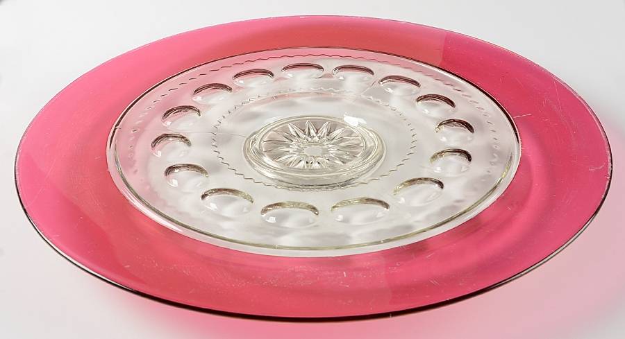 King's Crown-Ruby Flashed (Top Only) 15" Torte Plate by Tiffin-Franciscan-1