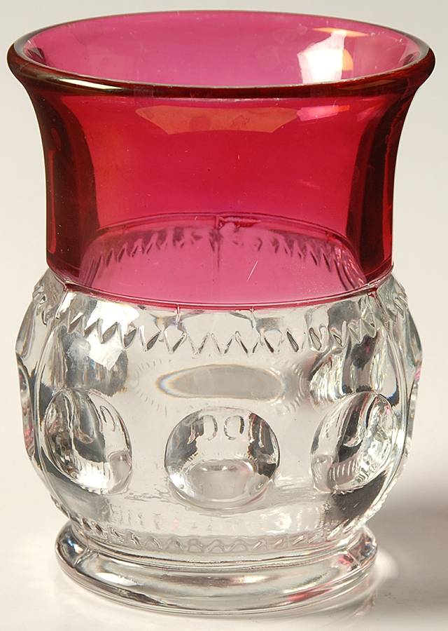 King's Crown-Ruby Flashed (Top Only) 7 Oz Flat Tumbler by Tiffin-Franciscan-1