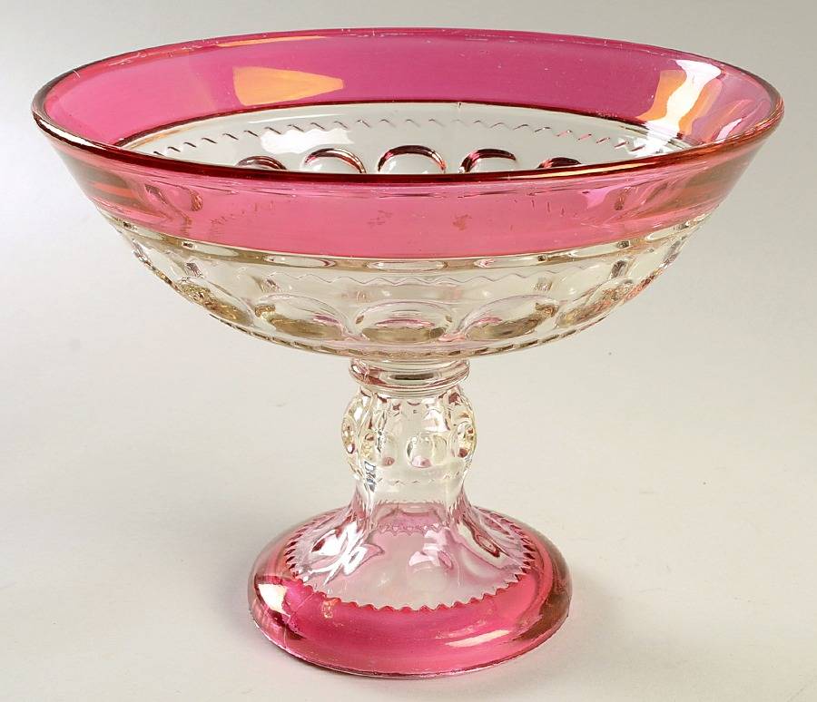 King's Crown-Ruby Flashed (Top Only) Round Compote (Height X Width) by Tiffin-Franciscan-1