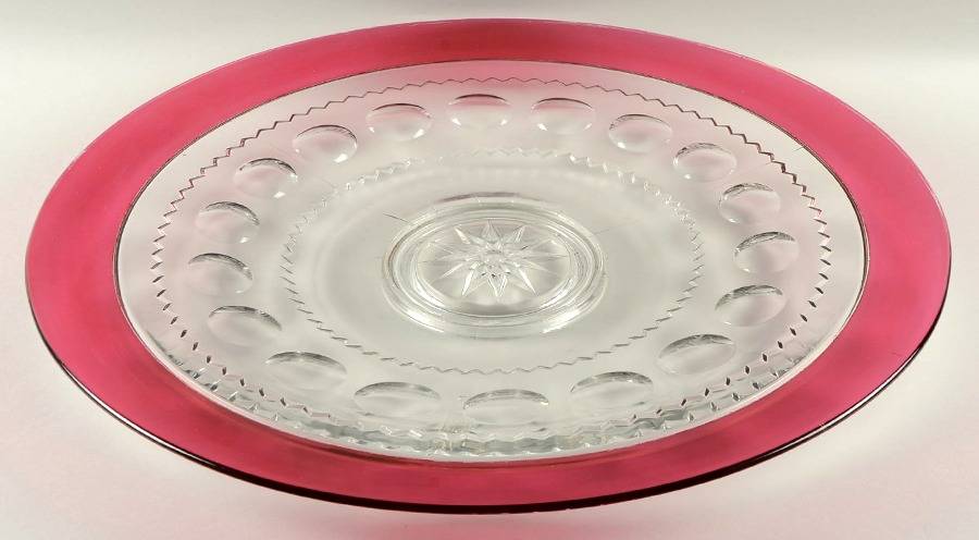 King's Crown-Ruby Flashed (Top Only) 23" Torte Plate by Tiffin-Franciscan-1