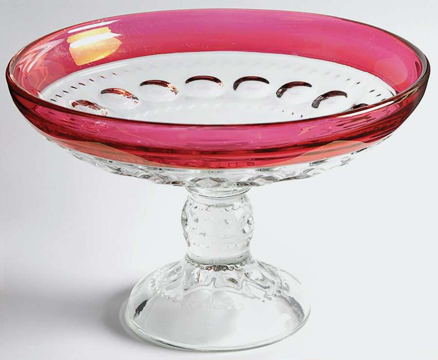 King's Crown-Ruby Flashed (Top Only) Round Compote (Height X Width) by Tiffin-Franciscan-1