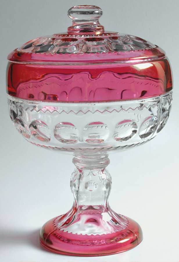King's Crown-Ruby Flashed (Top Only) Wedding Bowl with Lid by Tiffin-Franciscan-1