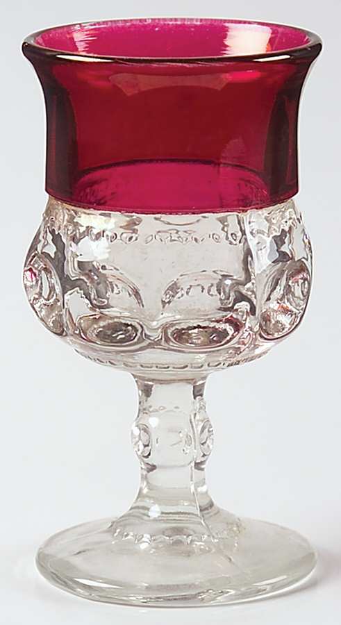 King's Crown-Ruby Flashed (Top Only) Wine Glass by Tiffin-Franciscan-1