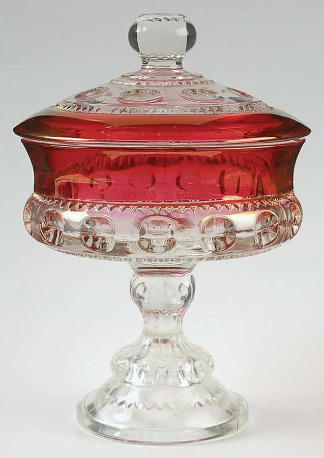 King's Crown-Ruby Flashed (Top Only) Compote & Lid by Tiffin-Franciscan-1