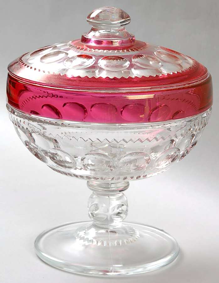 King's Crown-Ruby Flashed (Top Only) Footed Candy Dish & Lid by Tiffin-Franciscan-1