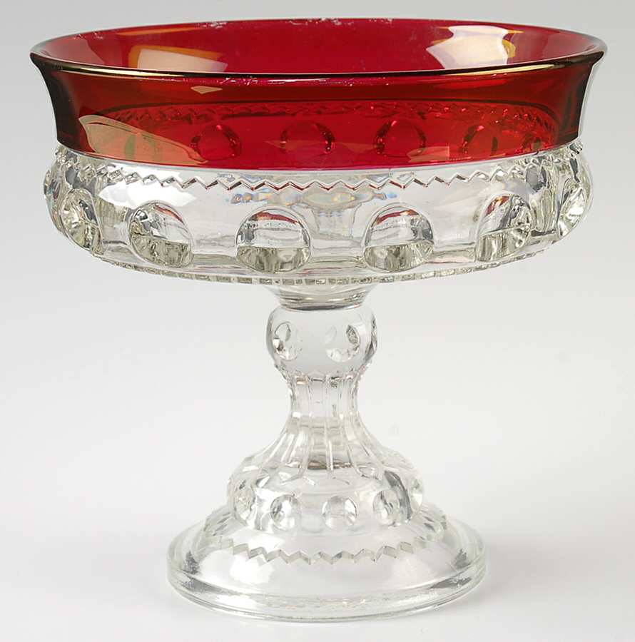 King's Crown-Ruby Flashed (Top Only) Round Compote (Height X Width) by Tiffin-Franciscan-1