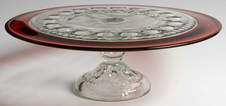 King's Crown-Ruby Flashed (Top Only) 13" Diameter Cake Stand/Pedestal by Tiffin-Franciscan-1