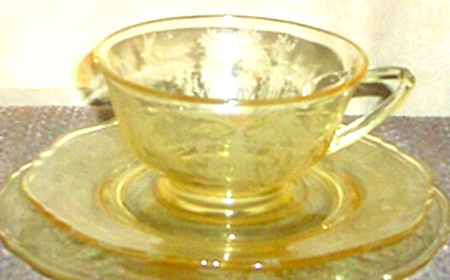 La Fleure Yellow (Stem 15024) Cup & Saucer Set by Tiffin-Franciscan-1