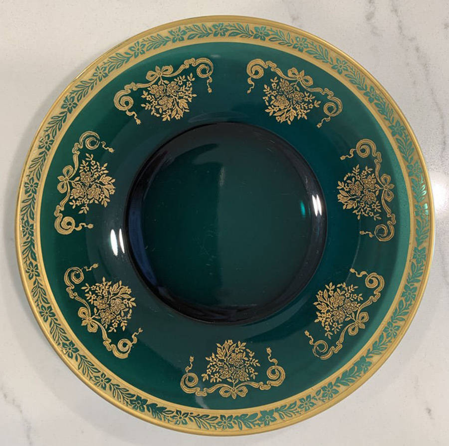 Melrose-Green (Stem 15074, Gold Encrusted) Bread & Butter Plate by Tiffin-Franciscan-1