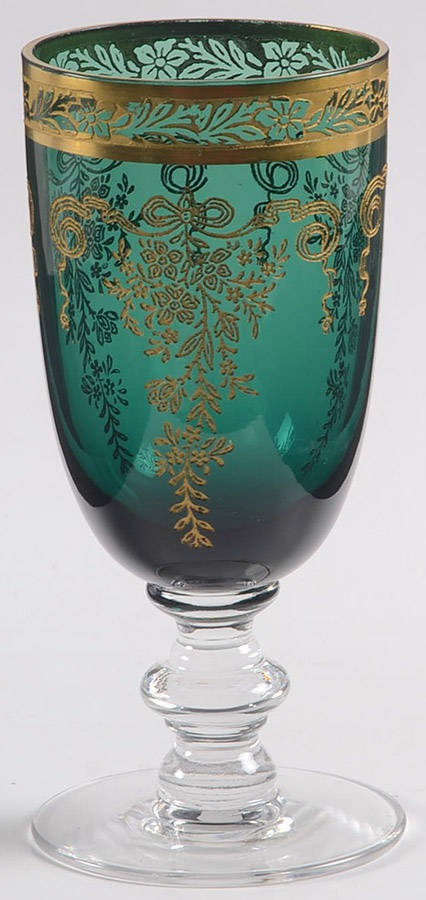 Melrose Green (Stem 17394, Gold Encrusted) Juice Glass by Tiffin-Franciscan-1