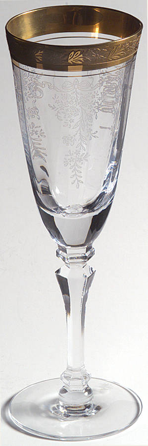 Melrose Clear (Stem 17356, Gold Encrusted) Fluted Champagne by Tiffin-Franciscan-1