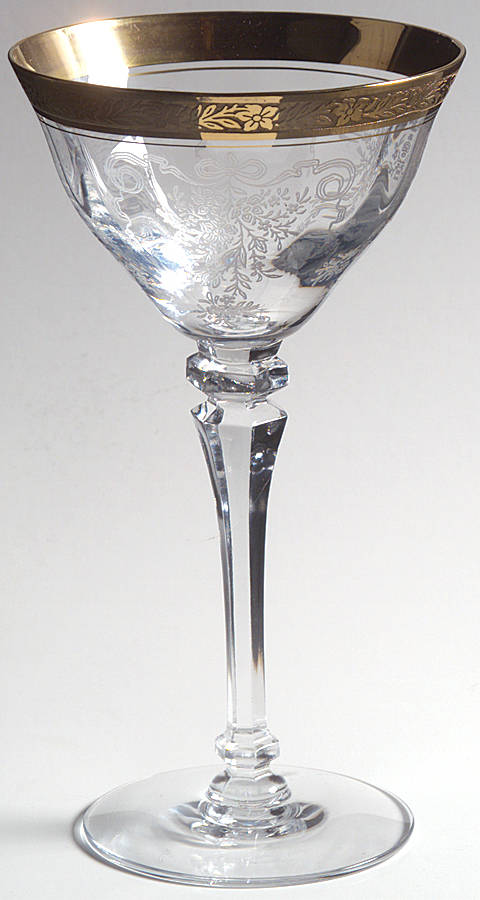 Melrose Clear (Stem 17356, Gold Encrusted) Champagne/Tall Sherbet by Tiffin-Franciscan-1