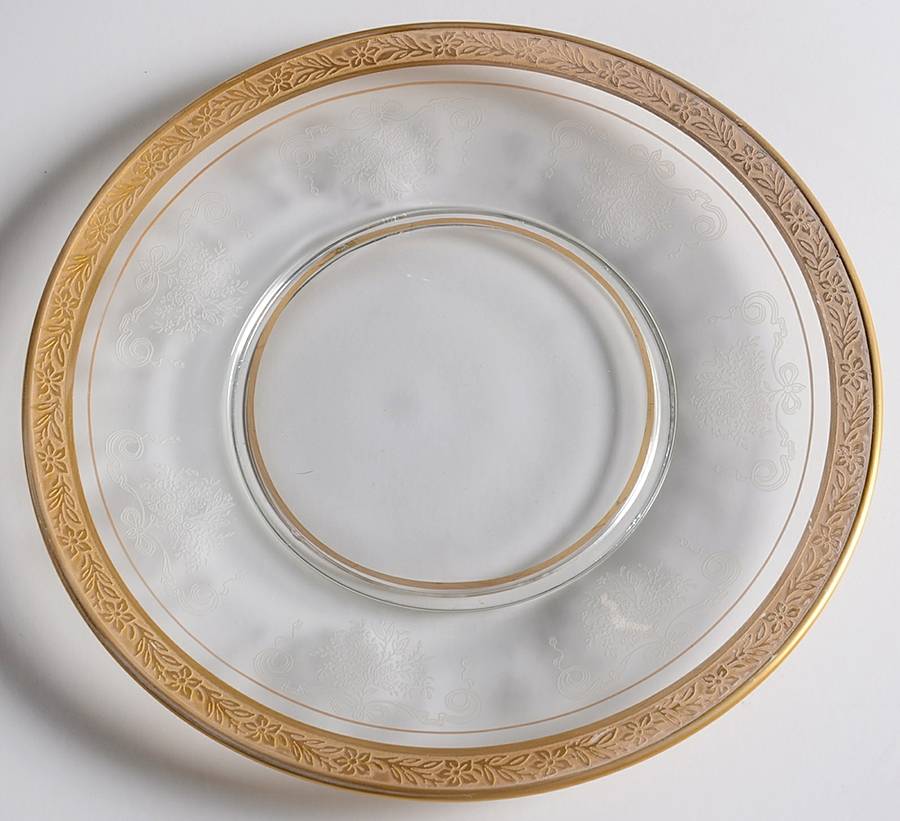 Melrose Clear (Stem 17356, Gold Encrusted) Luncheon Plate by Tiffin-Franciscan-1