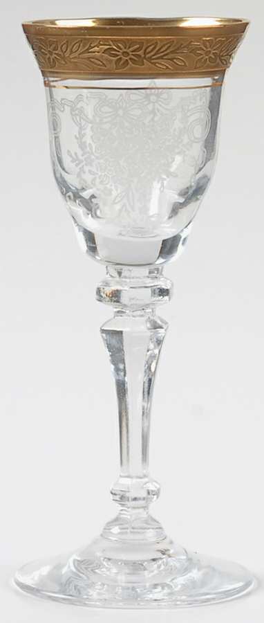 Melrose Clear (Stem 17356, Gold Encrusted) Cordial Glass by Tiffin-Franciscan-1