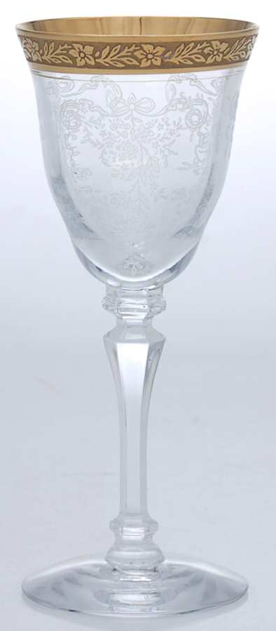 Melrose Clear (Stem 17356, Gold Encrusted) Wine Glass by Tiffin-Franciscan-1