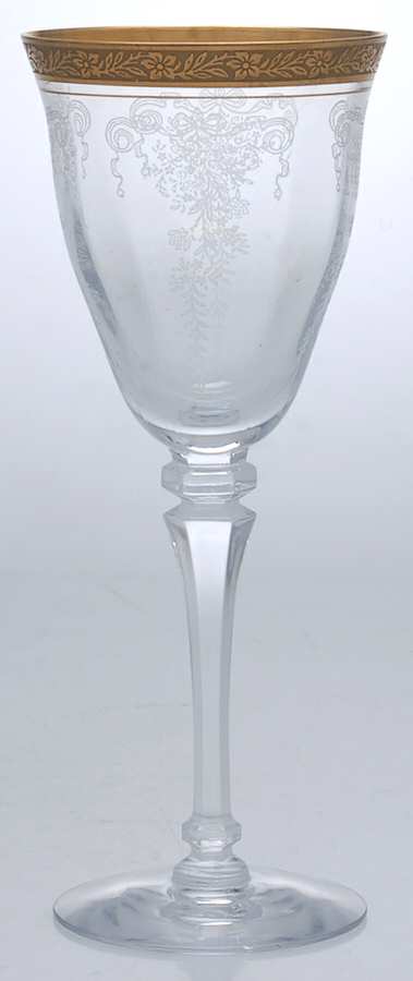 Melrose Clear (Stem 17356, Gold Encrusted) Water Goblet by Tiffin-Franciscan-1