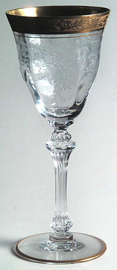 Melrose Clear (Stem 17358, Gold Encrusted) Wine Glass by Tiffin-Franciscan-1