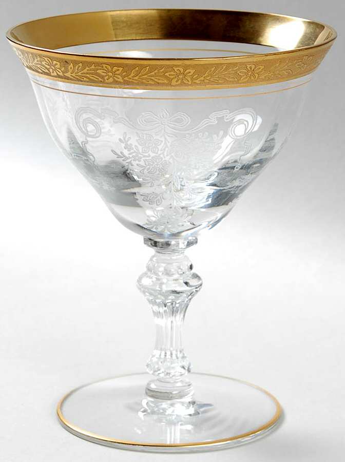 Melrose Clear (Stem 17358, Gold Encrusted) Low Sherbet by Tiffin-Franciscan-1