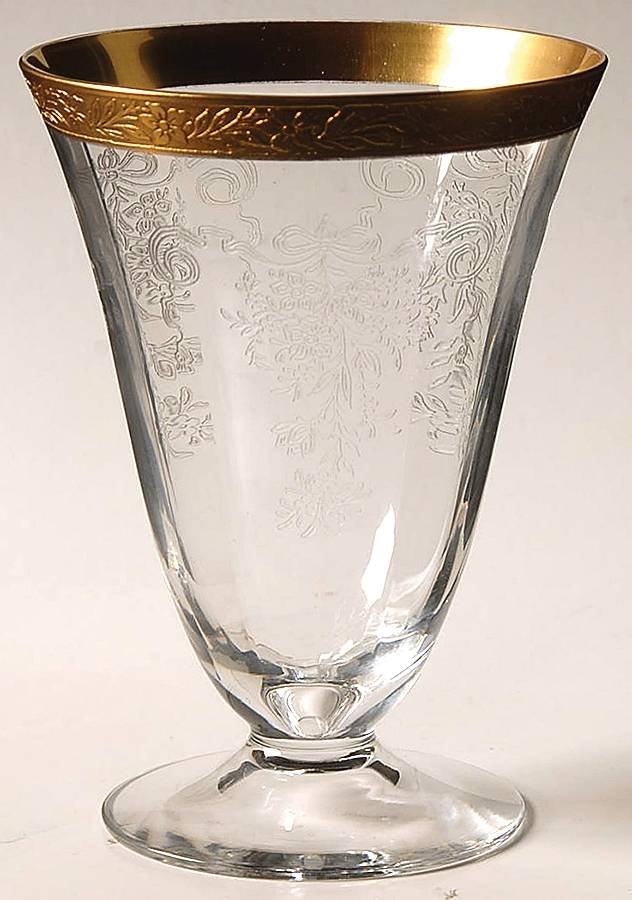 Melrose Clear (Stem 13633, Gold Encrusted) Footed Tumbler by Tiffin-Franciscan-1