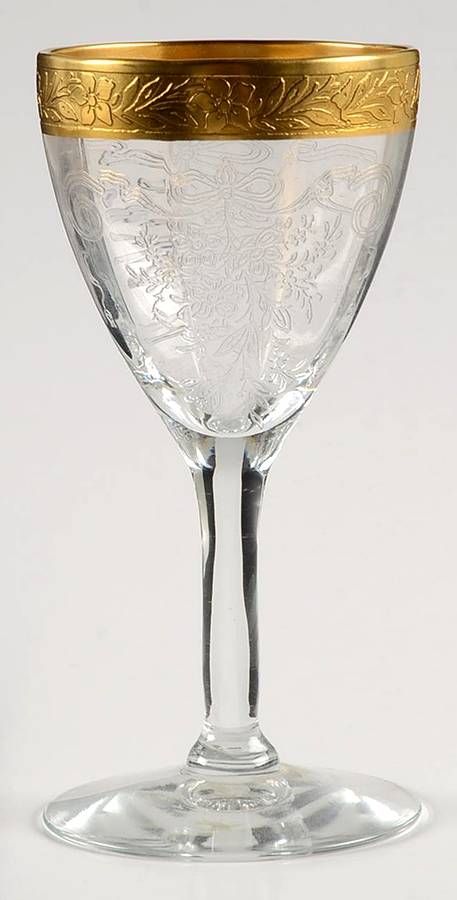 Melrose Clear (Stem 13633, Gold Encrusted) Wine Glass by Tiffin-Franciscan-1