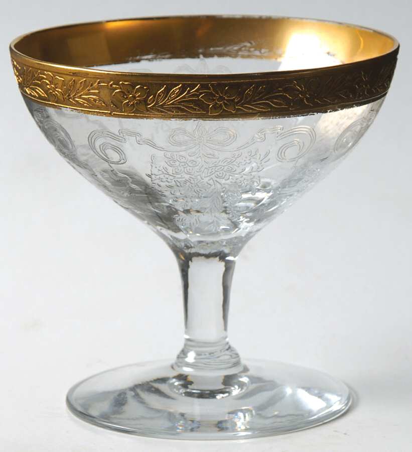 Melrose Clear (Stem 13633, Gold Encrusted) Low Sherbet by Tiffin-Franciscan-1