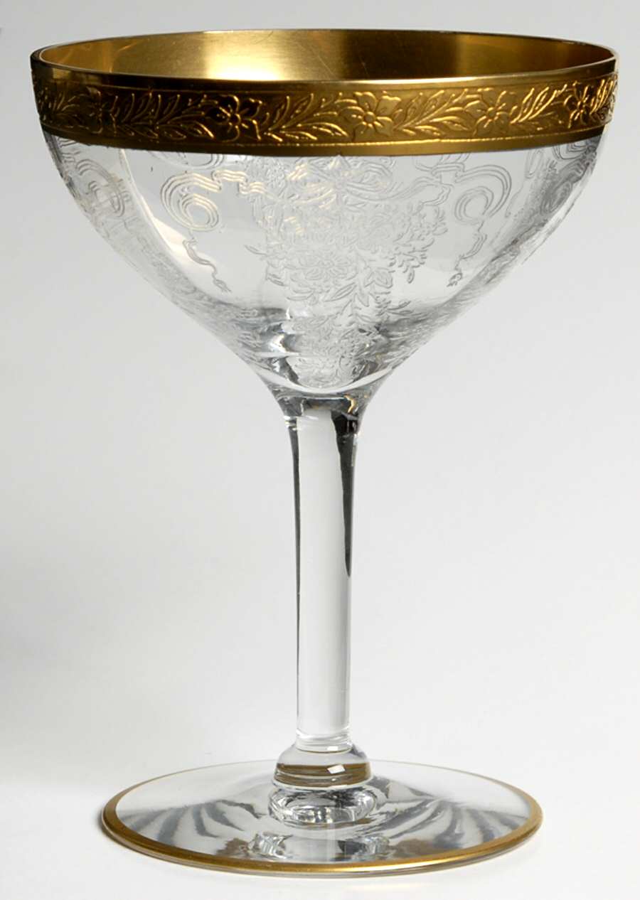 Melrose Clear (Stem 13633, Gold Encrusted) Champagne/Tall Sherbet by Tiffin-Franciscan-1