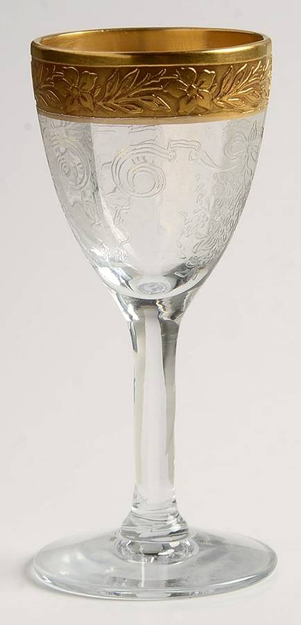 Melrose Clear (Stem 13633, Gold Encrusted) Cordial Glass by Tiffin-Franciscan-1