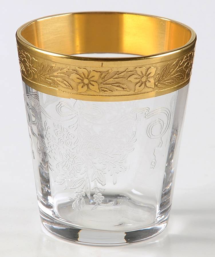 Melrose Clear (Stem 13633, Gold Encrusted) Shot Glass by Tiffin-Franciscan-1