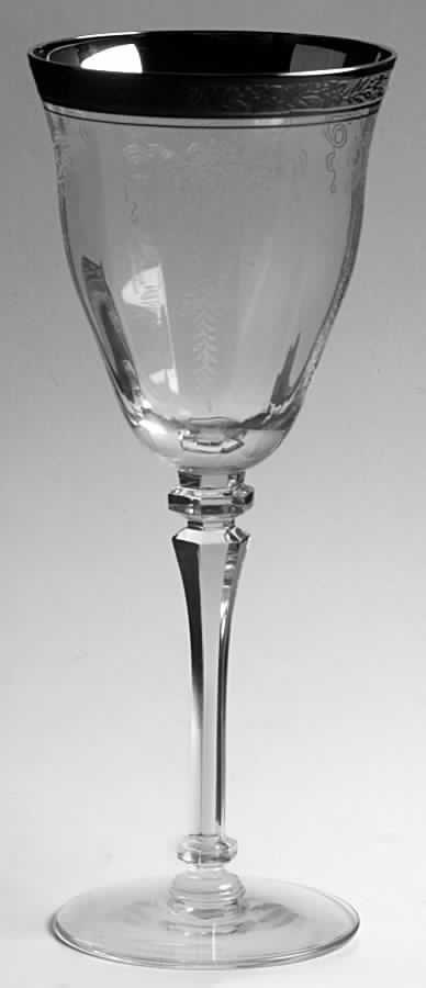 Melrose Clear (Stem 17356, Platinum Encrusted) Water Goblet by Tiffin-Franciscan-1