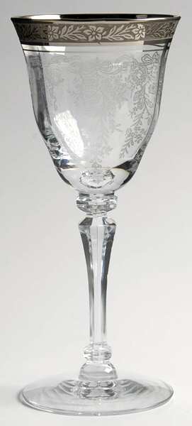 Melrose Clear (Stem 17356, Platinum Encrusted) Wine Glass by Tiffin-Franciscan-1