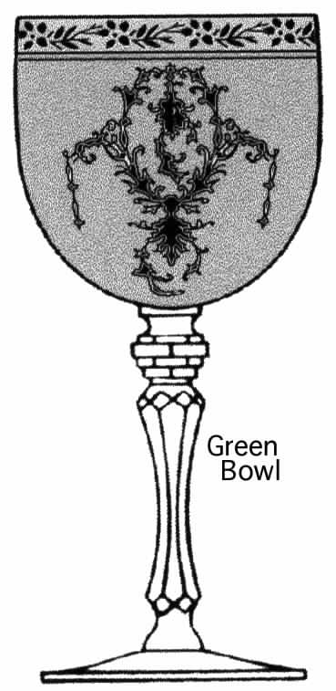 Melrose Mansard Green (Stem 15074, Gold Enc) Water Goblet by Tiffin-Franciscan-1