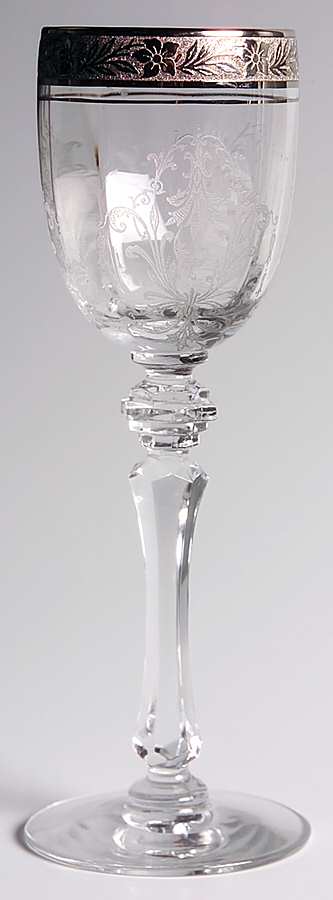 Melrose Mansard Clear (Stem 15074, Platinum Encrste Wine Glass by Tiffin-Franciscan-1