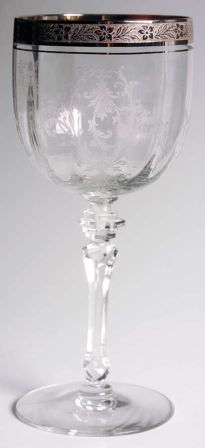 Melrose Mansard Clear (Stem 15074, Platinum Encrste Water Goblet by Tiffin-Franciscan-1