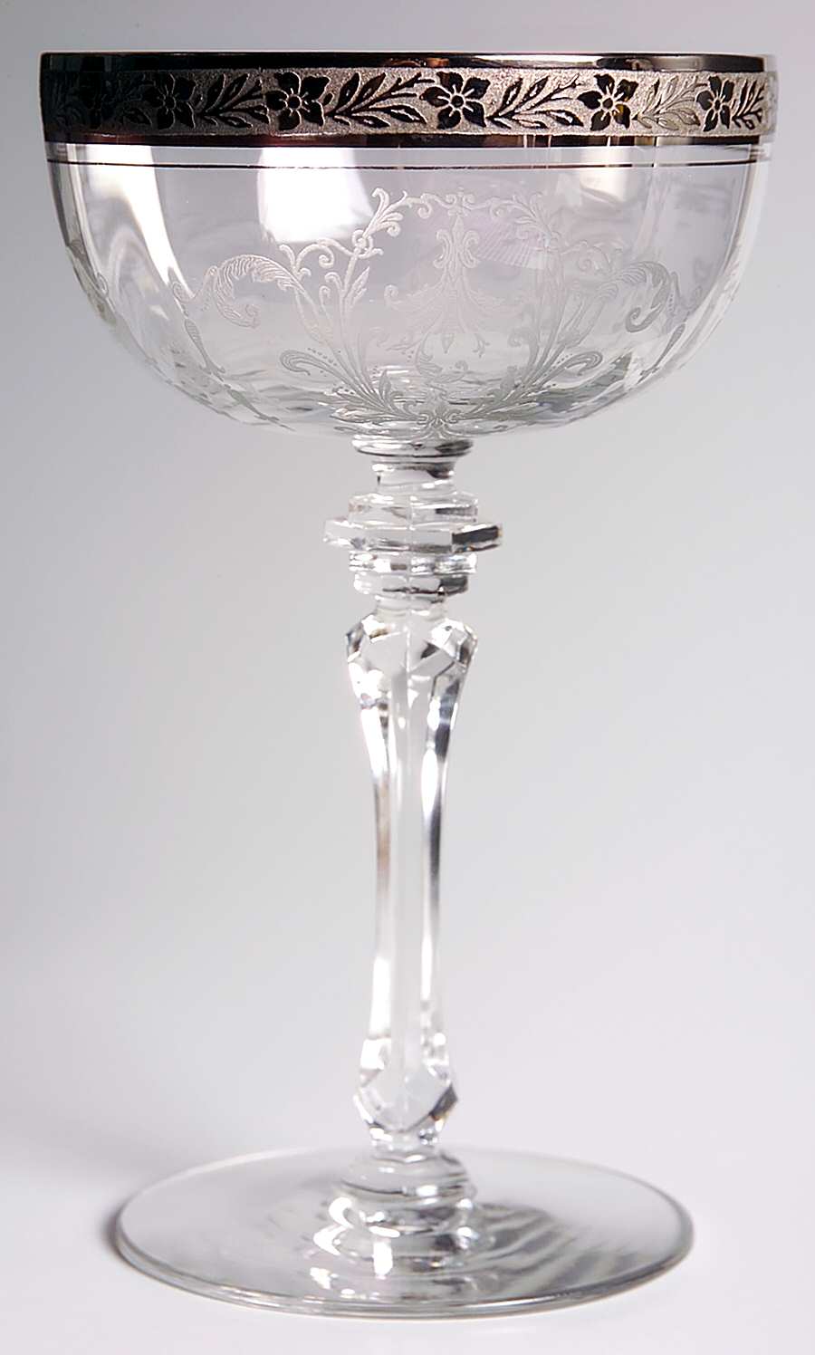 Melrose Mansard Clear (Stem 15074, Platinum Encrste Champagne/Tall Sherbet by Tiffin-Franciscan-1