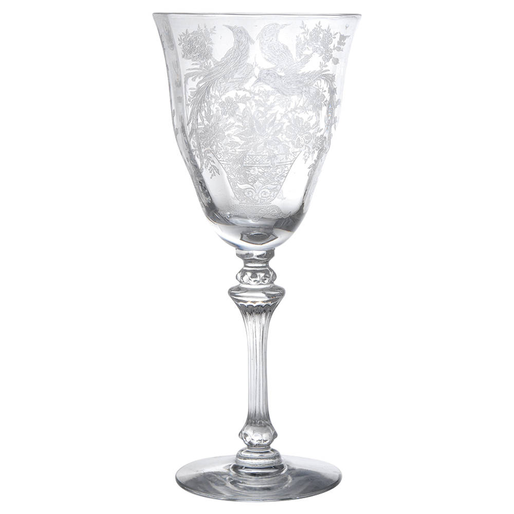 Persian Pheasant (Stem 17358, Optic) Water Goblet by Tiffin-Franciscan-1