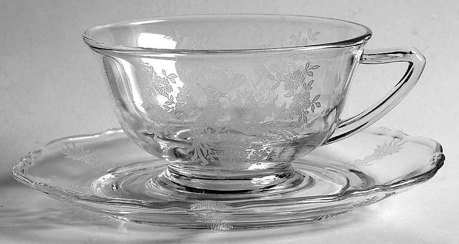 Persian Pheasant (Stem 17358, Optic) Cup & Saucer Set by Tiffin-Franciscan-1